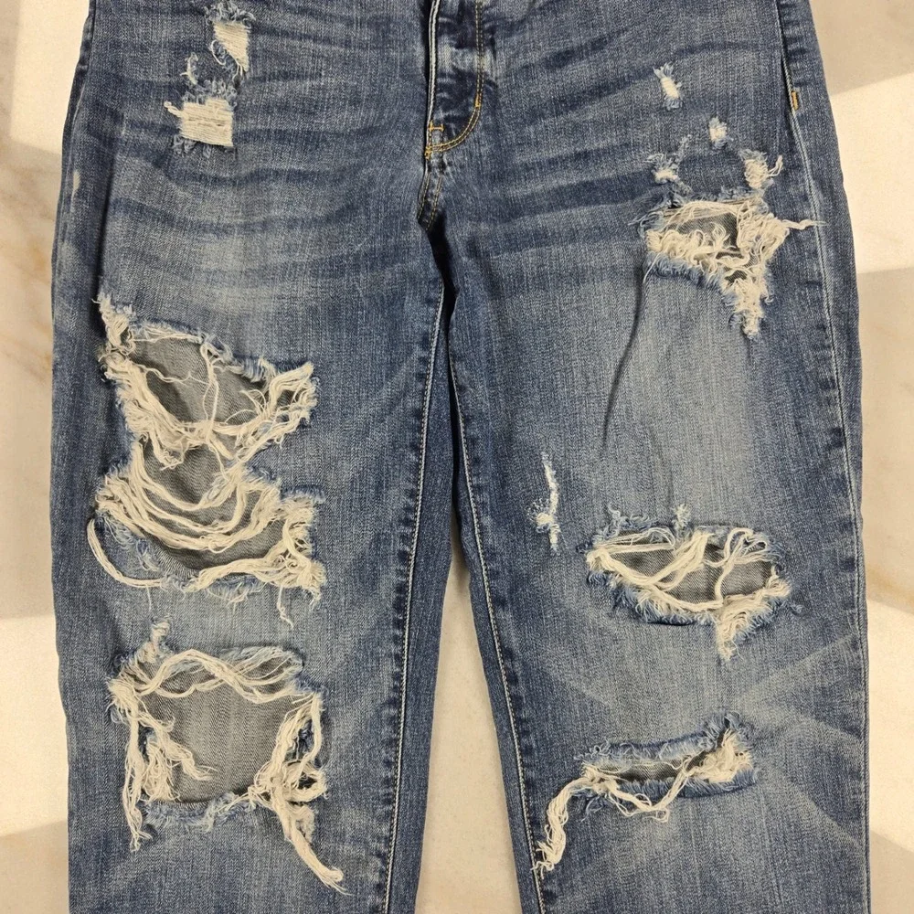 Judy Blue Boyfriend Jeans 11/30 Blue Distressed Ripped Denim Casual‎ Streetwear
